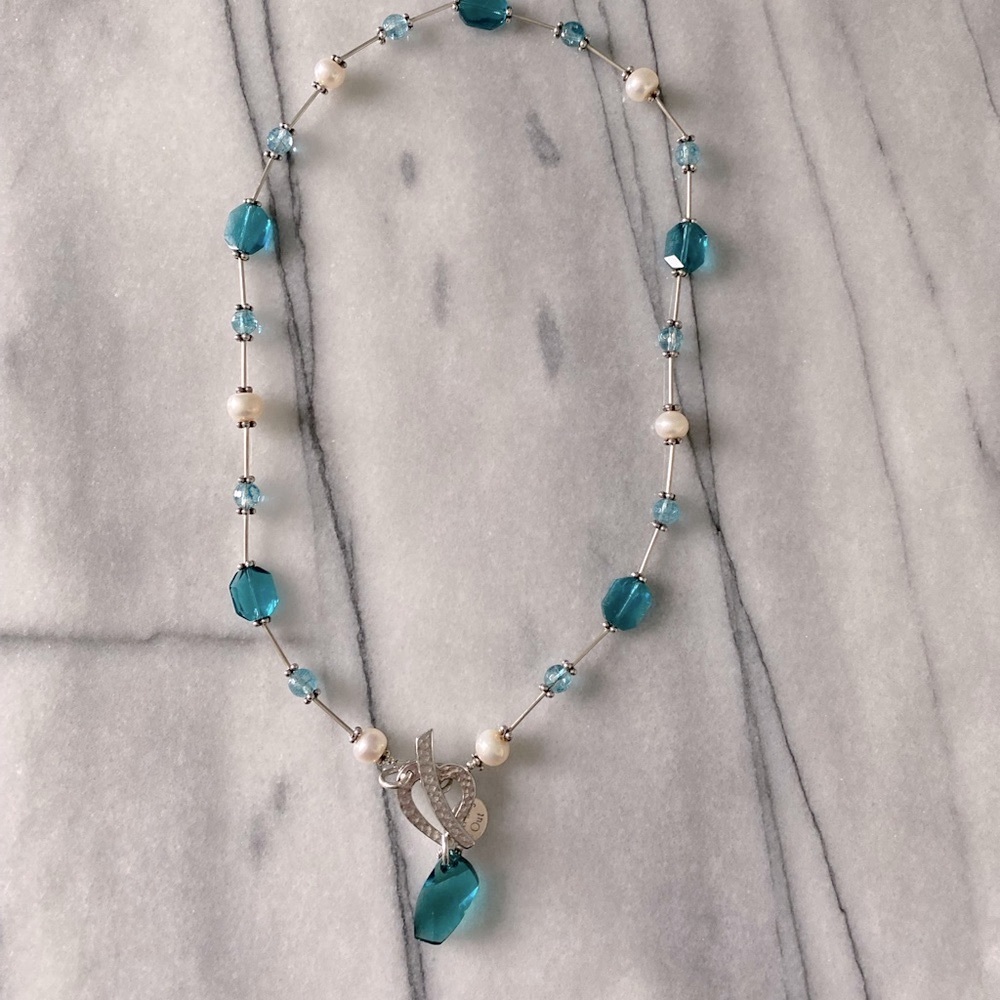 Sterling Silver Neckpiece w/ Swarovski and Pearls